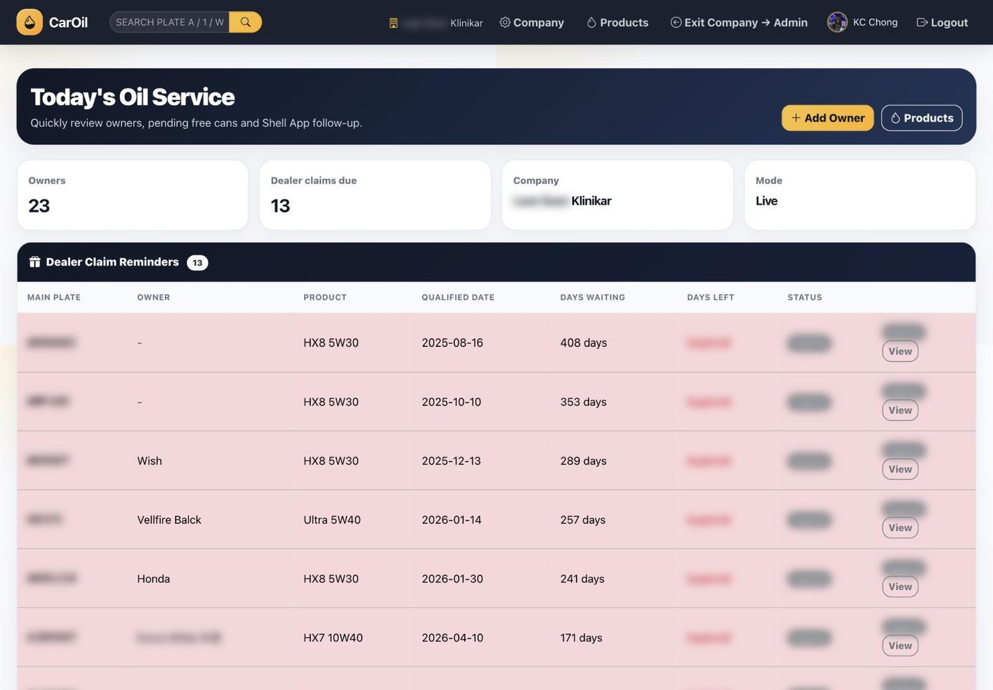 CarOil project preview from the KC-IT portfolio